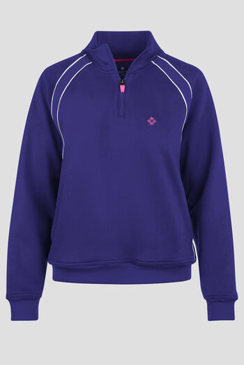 Med Couture Layers Women's 2-Pocket STRETCH Half Zip Scuba Knit Scrub Jacket