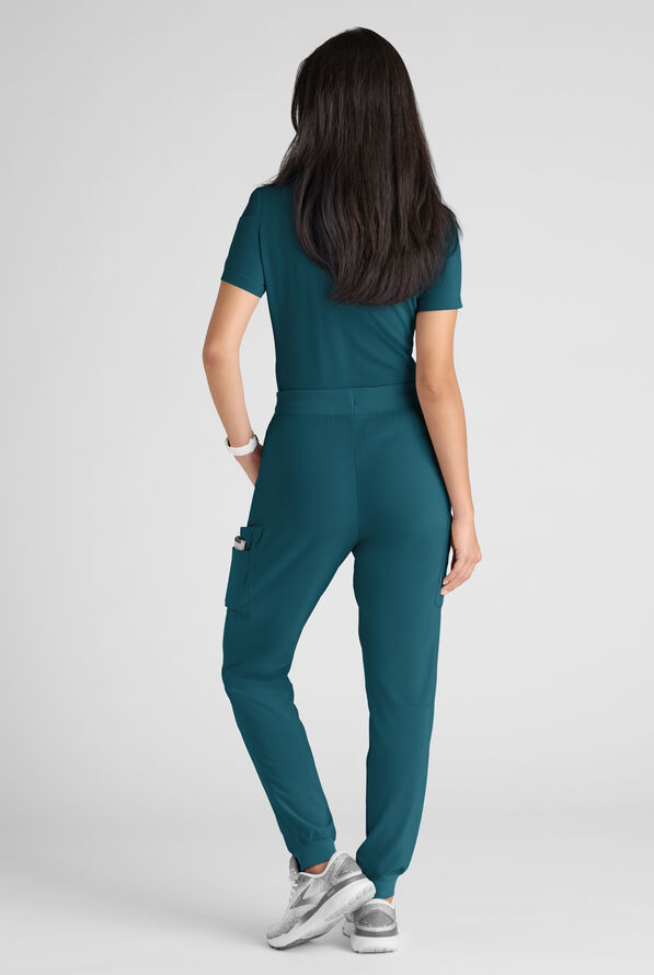 Conjunto de uniforme m&eacute;dico Easy STRETCH con 10 bolsillos para mujer - Caribbean Blue - 3