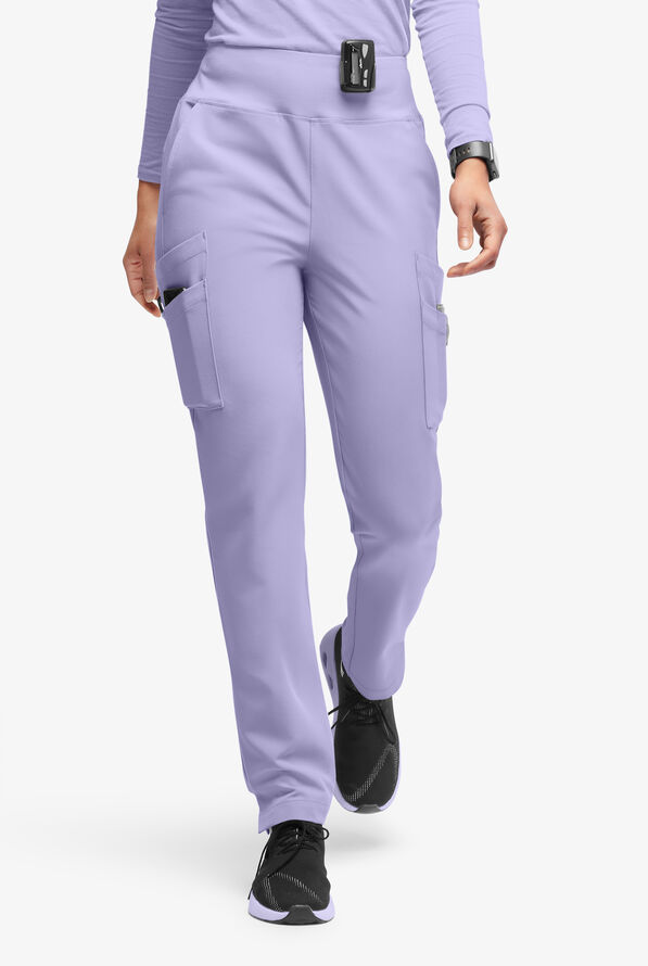 Movement by Butter-Soft Carina Women’s 7-Pocket Skinny Yoga Inspired  Scrub Pant - Petite - Grape Haze - 1
