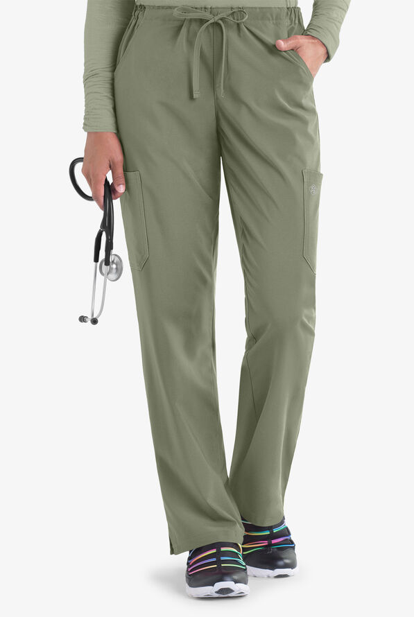 Easy STRETCH Eden Women's 4-Pocket Drawstring Scrub Pants - Olive Leaf - 1