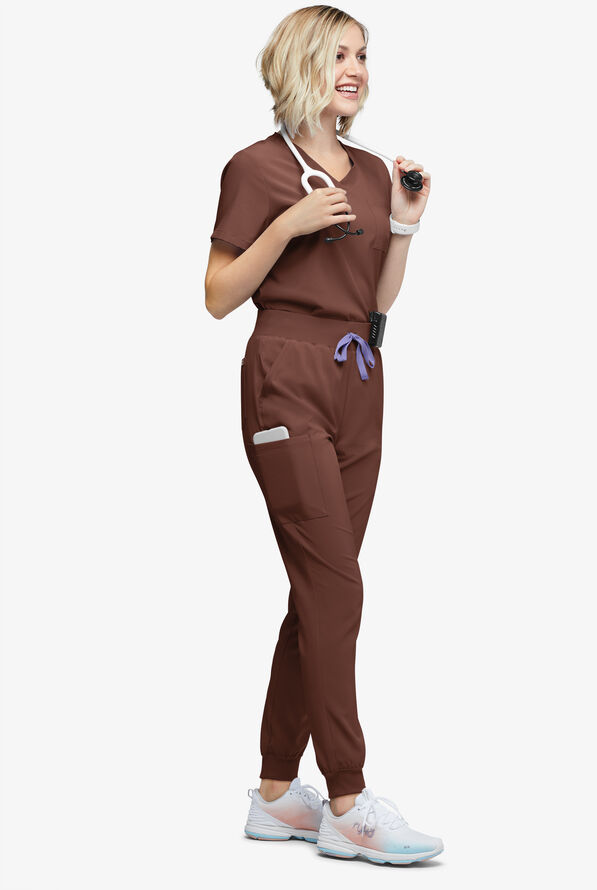 Easy STRETCH Olivia Women's 7-Pocket Slim Leg Jogger Scrub Pants - Double Espresso - 5