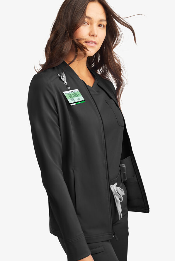 Chaqueta médica manga larga ReSurge Quartz con 6 bolsillos y cremallera para mujer - Black - 6