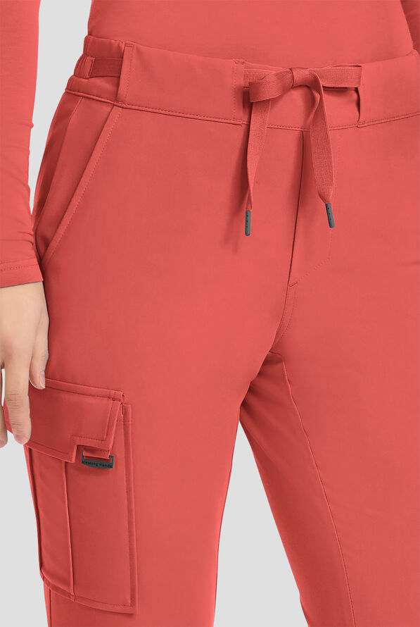 Healing Hands Quest Blair Women's 6-Pocket STRETCH Flare Leg Drawstring Cargo Scrub Pants - Warm Sunrise - 2