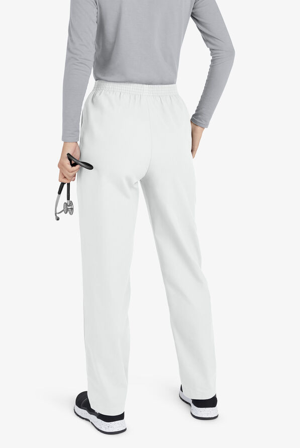 Butter-Soft Core Scrubs Women's 2-Pocket Tapered Elastic Waist Pants - White - 4