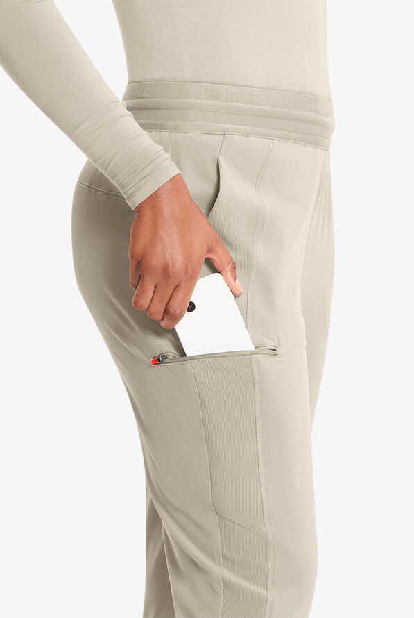 Infinity GNR8 Women's 4-Pocket STRETCH Rib-Knit Internal Drawstring Cargo Jogger Scrub Pants - Vapor - 2