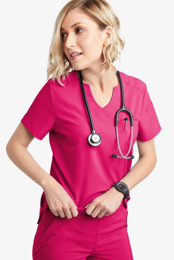 Blusa m&eacute;dica Easy STRETCH Nikki con cuello festoneado y 1 bolsillo para mujer - Flirt - 6