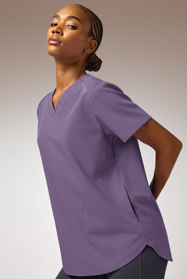 Hypothesis Beta V-Shell Women's 2-Pocket Relaxed Fit Tunic Scrub Top - Purple Dusk - 7