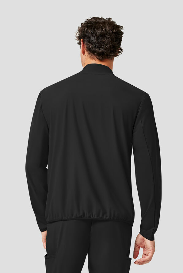 Infinity Pursuit Men's 3-Pocket STRETCH Front Zip Warm-Up Scrub Jacket - Black - 4