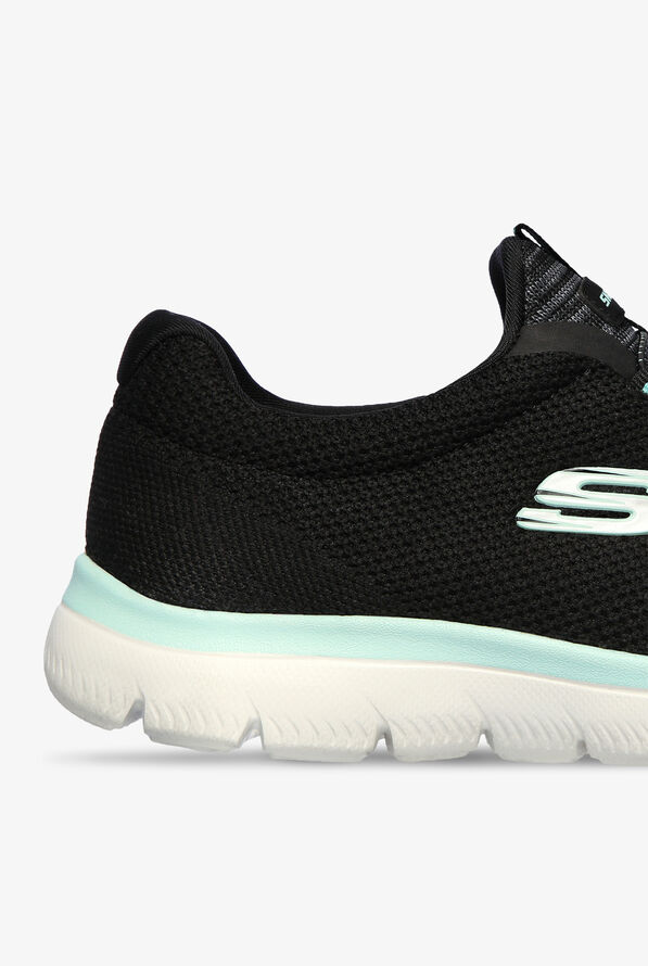 Skechers Sport Women's Summits Cool Classic Black/Turquoise Athletic Slip On Nursing Shoes - null - 4