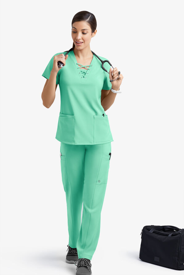 Pantal&oacute;n m&eacute;dico Easy STRETCH Nala Petite con piernas rectas y 5 bolsillos para mujer - Jade Mint - 5