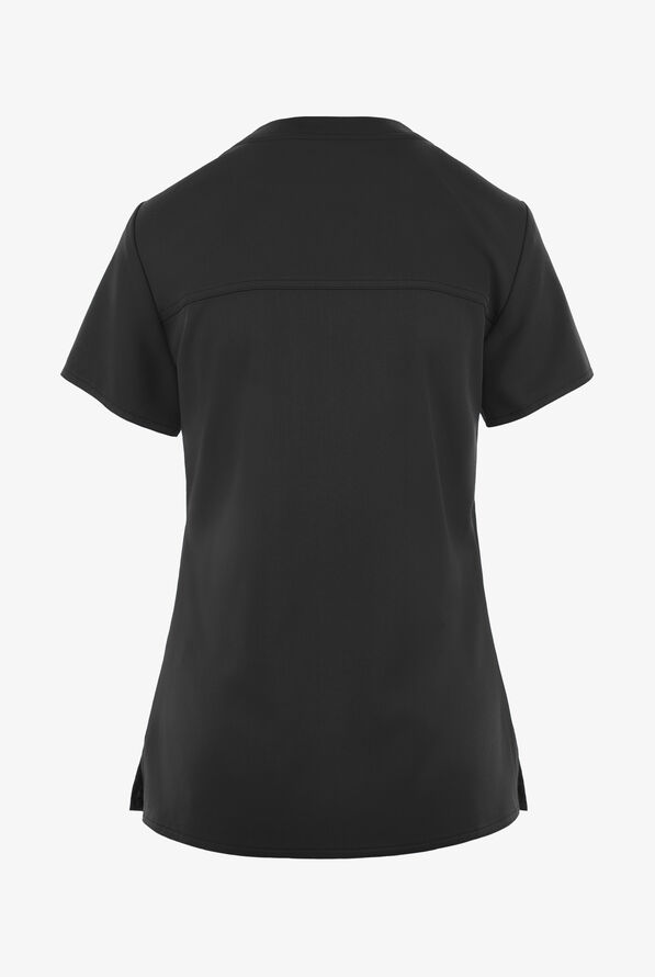 Med Couture Touch Women's 1-Pocket STRETCH Tuck In V-Neck Scrub Top - Black - 2