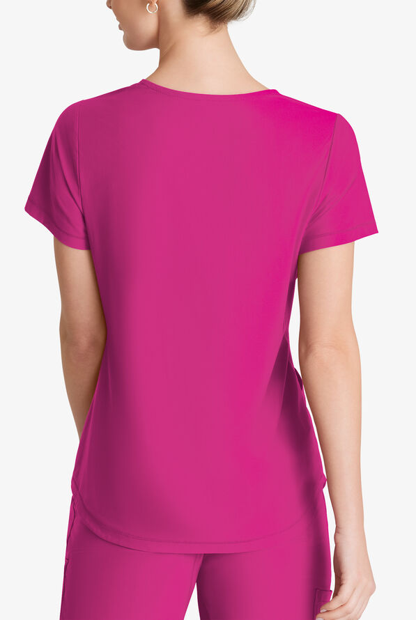 Skechers by Barco Slip-ins Serene Women's 3-Pocket STRETCH Gusset V-Neck Scrub Top - Deep Magenta - 2
