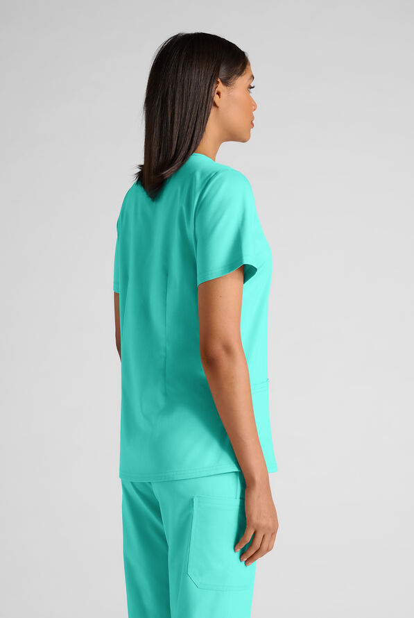 Butter-Soft STRETCH FLXTEK+ Women's 4-Pocket V-Neck Scrub Top - Aqua Dust - 2