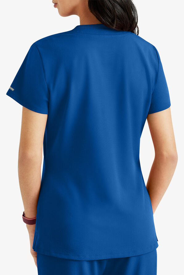 Skechers by Barco Dignity Women's 1-Pocket STRETCH Tuck In V-Neck Scrub Top - Royal - 3