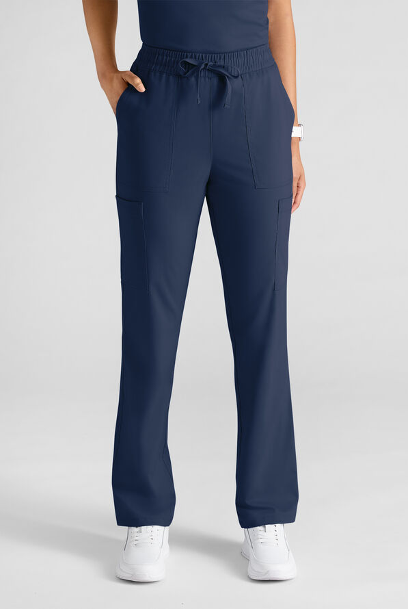 Butter-Soft STRETCH FLXTEK+ Women's 8-Pocket Straight Leg Cargo Scrub Pants - Navy - 1