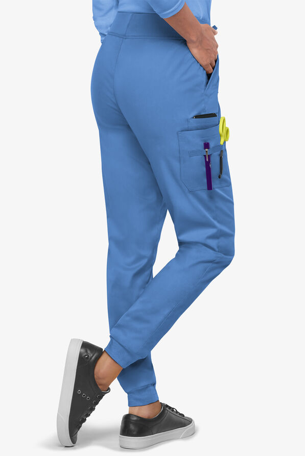 Butter-Soft STRETCH Women's 5-Pocket Cargo Jogger Scrub Pants - Tall - Ceil Blue - 4