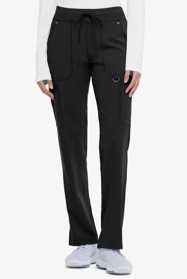 Dickies Xtreme STRETCH Women's 6-Pocket Rib-Knit Cargo Scrub Pants - Tall - Black - 1