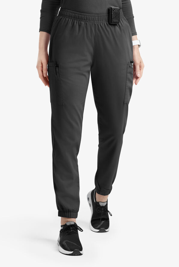 Butter-Soft Originals Women's 7-Pocket Tapered Jogger Cargo Scrub Pants - Black - 1
