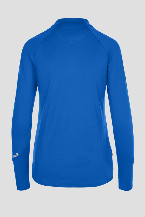 Wink Layers Women's 1-Pocket STRETCH Quarter Zip Mock Neck Knit Underscrub - Royal - 2