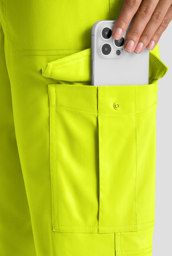 Butter-Soft STRETCH FLXTEK+ Women's 8-Pocket Cargo Jogger Scrub Pant - Lime Crush - 3