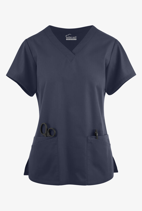 Blusa médica Butter-Soft Originals con cuello en V y 6 bolsillos para mujer - Navy - 1