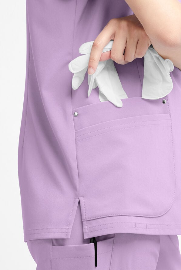 Easy STRETCH Arianna Women's 4-Pocket Curved Neck Scrub Top - Amethyst Mist - 5