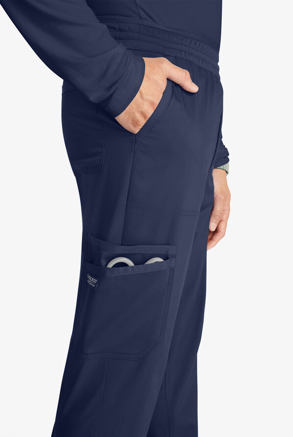 Cherokee Workwear Revolution Men's 5-Pocket STRETCH Mesh Waistband Cargo Jogger Scrub Pants - Navy - 3