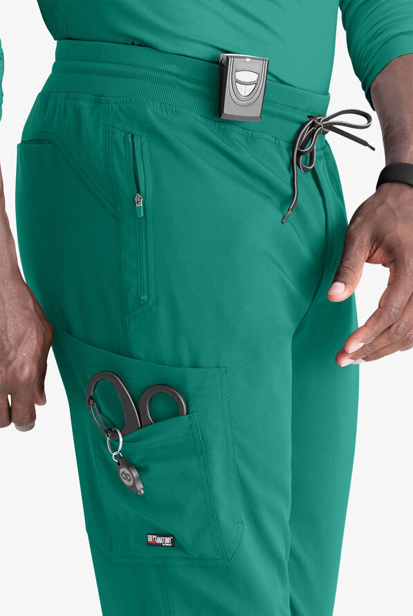 Grey's Anatomy by Barco Spandex STRETCH Murphy Men's 5-Pocket Cargo Jogger Scrub Pants - Hunter - 5