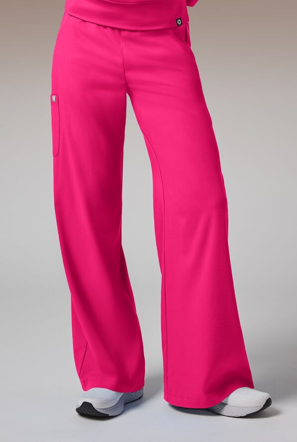 Pantal&oacute;n m&eacute;dico Hypothesis Y-Band estilo yoga con piernas anchas y 6 bolsillos para mujer - Reactive Pink - 1
