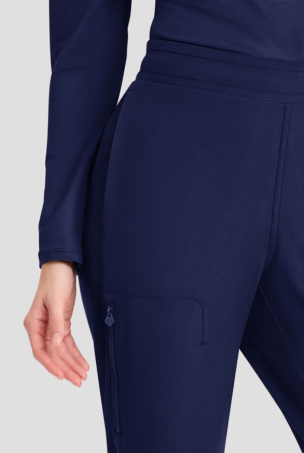 Med Couture Amp Women's 4-Pocket STRETCH Straight Leg Rib-Knit Cargo Scrub Pant - Navy - 2