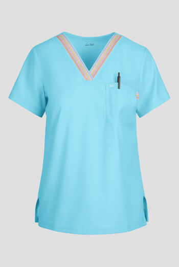 koi Lite&trade; Ember Women's 1-Pocket Rainbow Shimmer Trim V-Neck Scrub Top
