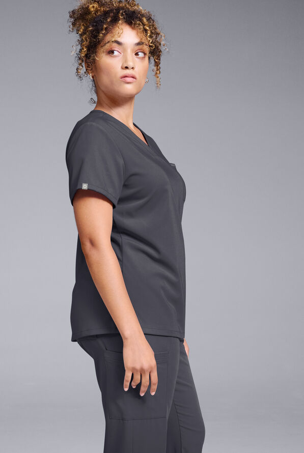 Hypothesis Women's Base V-Neck Tuck-In Scrub Top - Pewter - 3