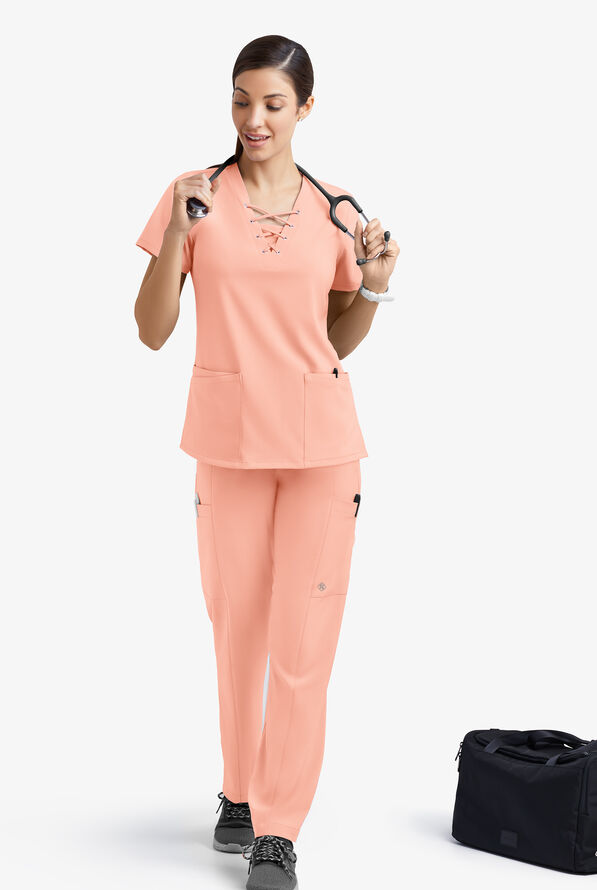 Easy STRETCH Nala Women's 5-Pocket Straight Leg Scrub Pants - Powder Pink - 2