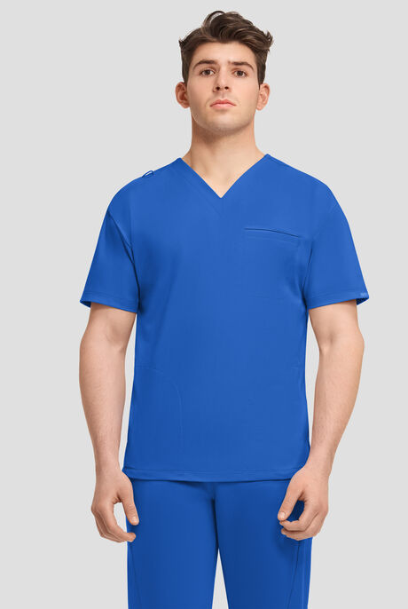 Cherokee Achieve Men's 3-Pocket STRETCH Relaxed V-Neck Knit Scrub Top