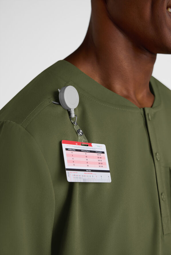 Camisa m&eacute;dica Grey's Anatomy&trade; by Barco Emerge Rhodes STRETCH estilo Henley con cuello redondo y 1 bolsillo para hombre - Olive - 3