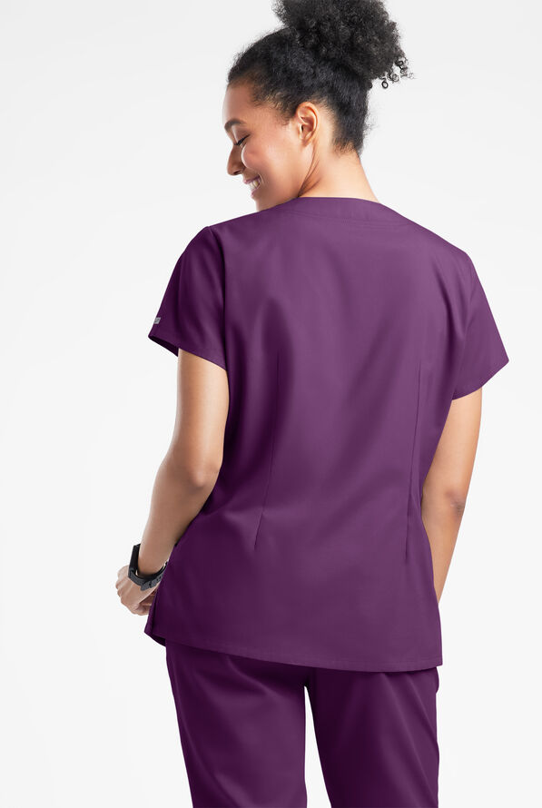 Butter-Soft Originals Women's 6-Pocket Scallop Neck Scrub Top - Eggplant - 3