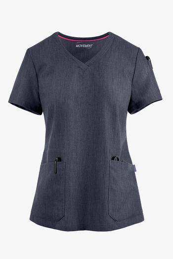 Blusa médica MOVEMENT by Butter-Soft Antares STRETCH con cuello en V y 6 bolsillos para mujer