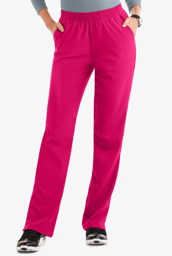 Easy STRETCH Alana Women's 2-Pocket Pull On Scrub Pants - Petite - Flirt - 1