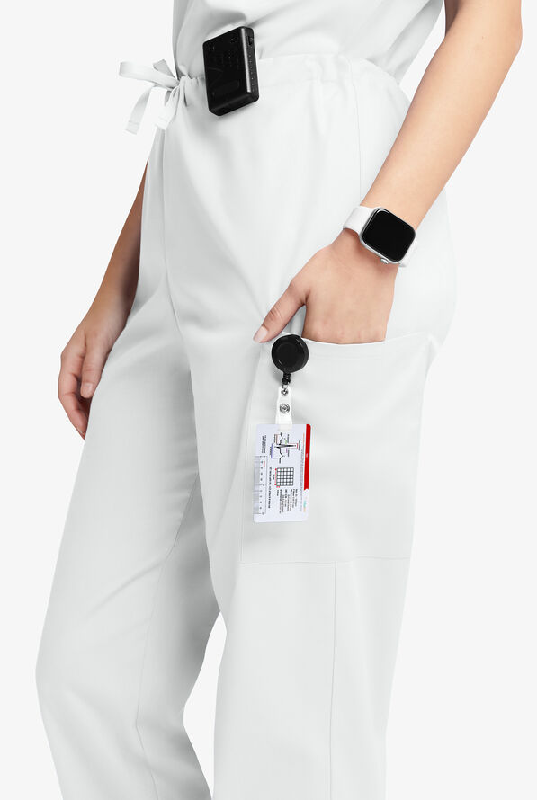 Butter-Soft Originals Unisex 4-Pocket Drawstring Relaxed Straight Leg Scrub Pants - White - 2