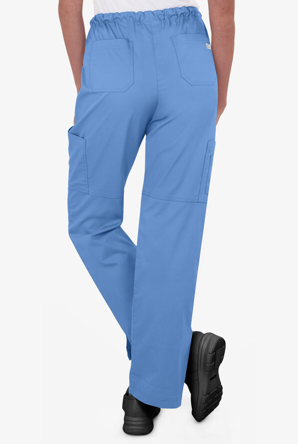 Butter-Soft STRETCH Women's 10-Pocket Drawstring Scrub Pants - Tall - Ceil Blue - 3