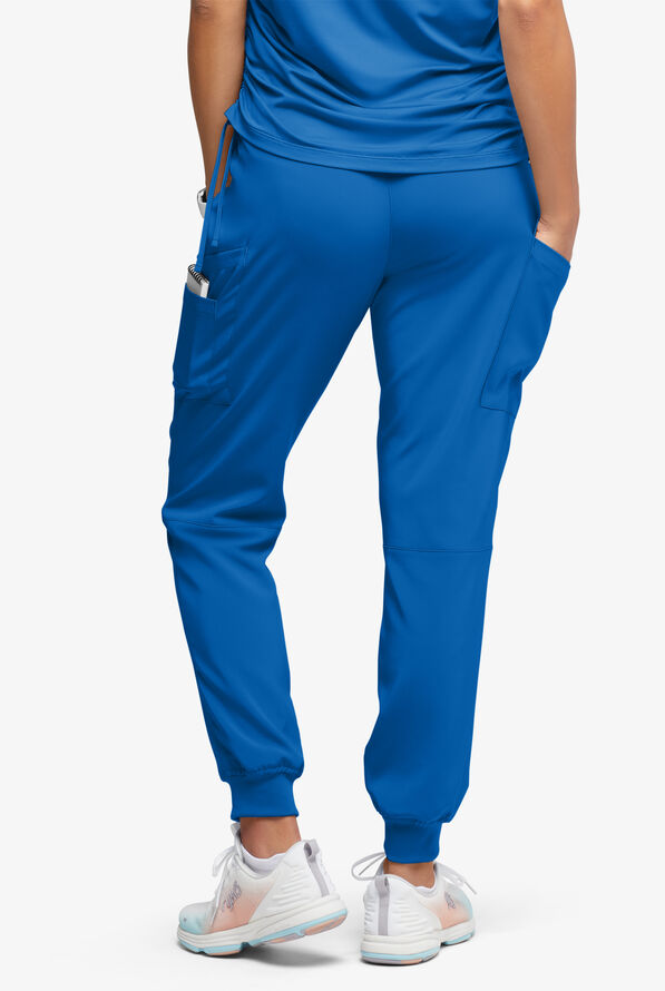 Easy STRETCH Chrissy Women's Maternity 4-Pocket Tapered Leg Jogger Scrub Pants - Royal - 4