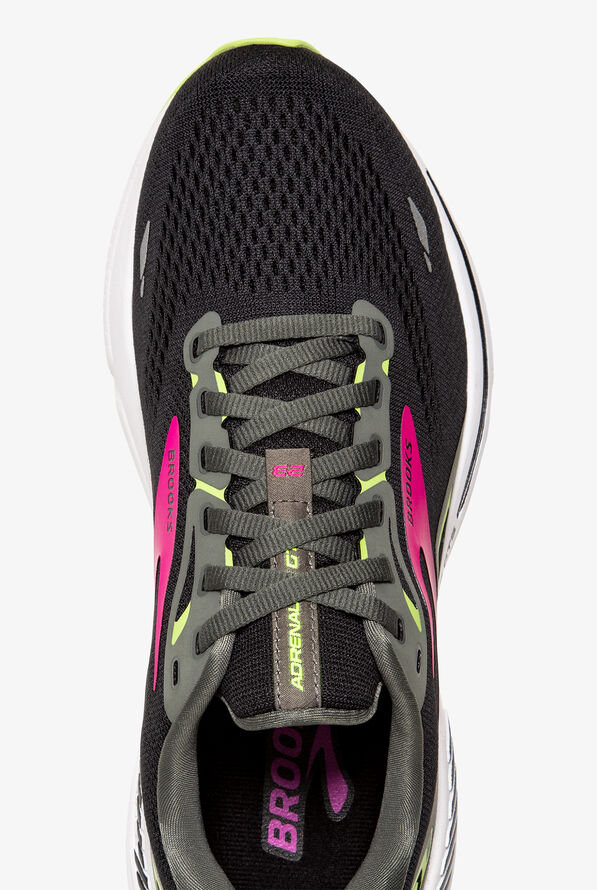Brooks Women's Adrenaline GTS 23 Black/Gunmetal/Sharp Green Athletic Lace Up Nursing Shoes - null - 2