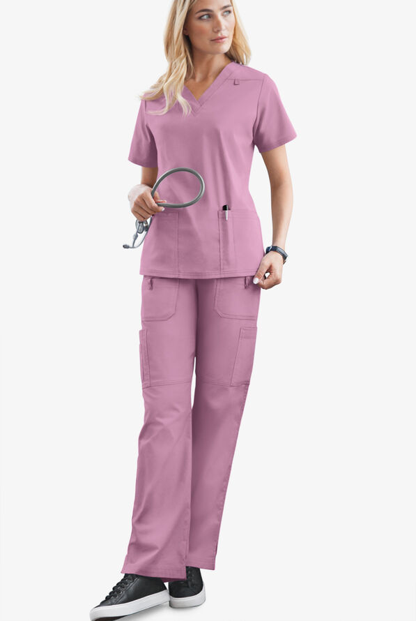 Butter-Soft STRETCH Women's 10-Pocket Drawstring Scrub Pants - Smokey Mauve - 2