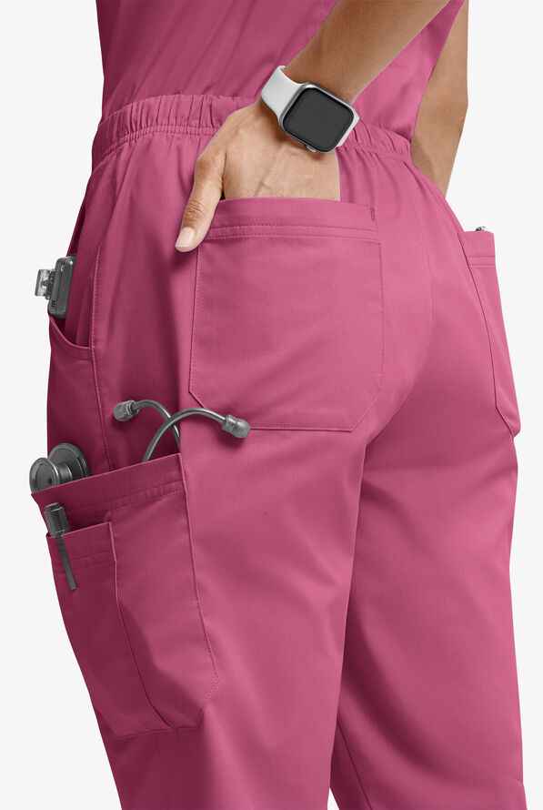 Butter-Soft STRETCH Women’s 10-Pocket Mid Rise Straight Leg Scrub Pant - Berry Haze - 2