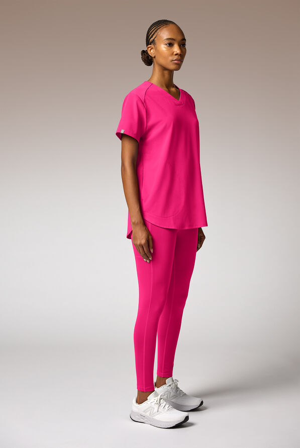 Hypothesis Beta V-Shell Women's 2-Pocket Relaxed Fit Tunic Scrub Top - Reactive Pink - 3
