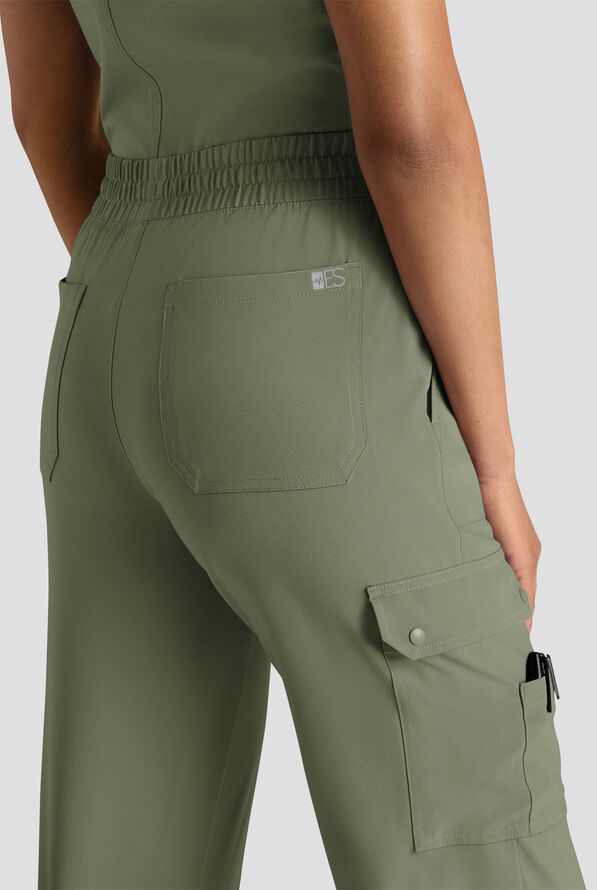Easy STRETCH Ayo Women's 10-Pocket Cargo Scrub Pants - Petite - Olive Leaf - 5