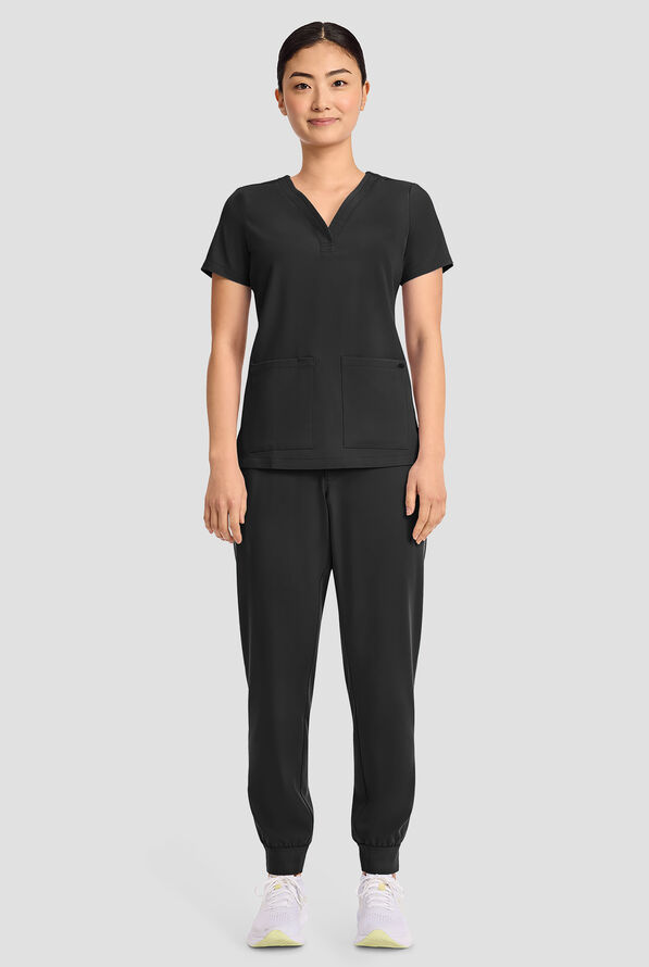 Blusa m&eacute;dica Healing Hands Quest Briana STRETCH con 3 bolsillos y cuello en Y para mujer - Black - 5