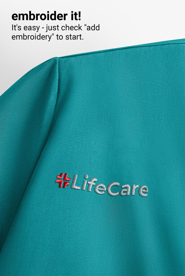 Med Couture Insight Women's 3-Pocket Zip Front Warm Up Scrub Jacket - Teal - 3