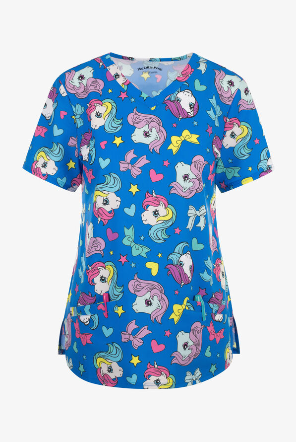 My Little Pony Hearts by Funscrubs Women's 2-Pocket STRETCH V-Neck Print Scrub Top - null - 1