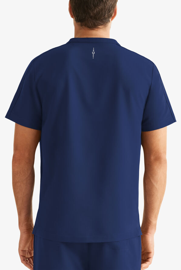 360 by Healing Hands Shane Men's 1-Pocket STRETCH Henley Scrub Top - Navy - 2